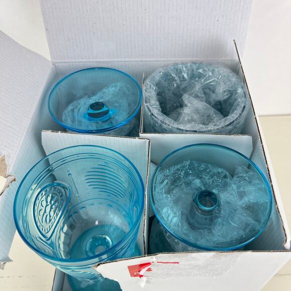 Bormioli Rocco Romantic Blue Water Wine Stemware Glasses Set of 4 - Picture 3 of 6